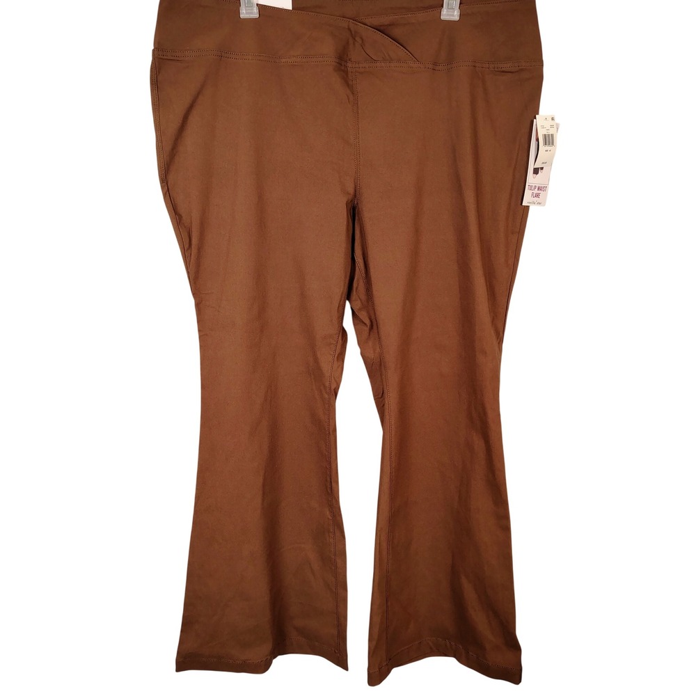 Vanilla Star Brown Tulip Waist Flare Pants Plus Size‎ 4X NWT